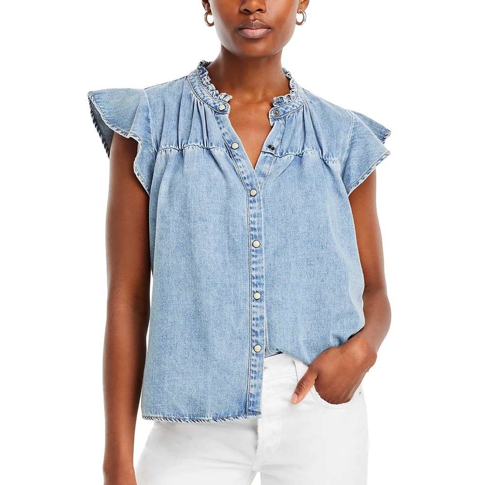 NWOT Rails Ruthie Flutter Sleeve Chambray Snap Top